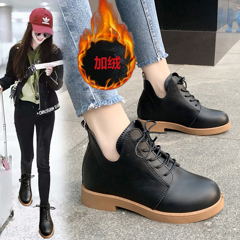 网红爆款内增高女鞋ins超火加绒休闲鞋2019冬季新款保暖棉鞋短靴