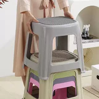熟胶凳子38CM坐高家用塑料方凳加厚客厅胶凳浴室成人洗澡防滑矮凳