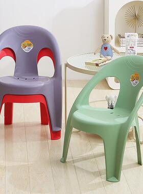 家用加厚成人塑料靠背椅耐用厚实小孩背靠小椅客厅防滑熟胶太师椅