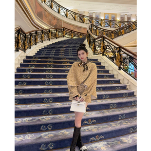 套装 YEXIAOTING叶小婷 粗花呢外套高腰短裤 小香风斗篷式 华想诗章