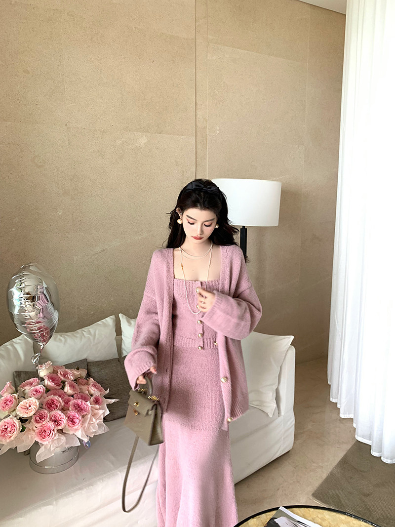 2024春季粉紫色针织三件套