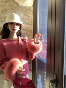 大衣套装 YEXIAOTING叶小婷 火龙果色双面呢短款 开 裙 等月季