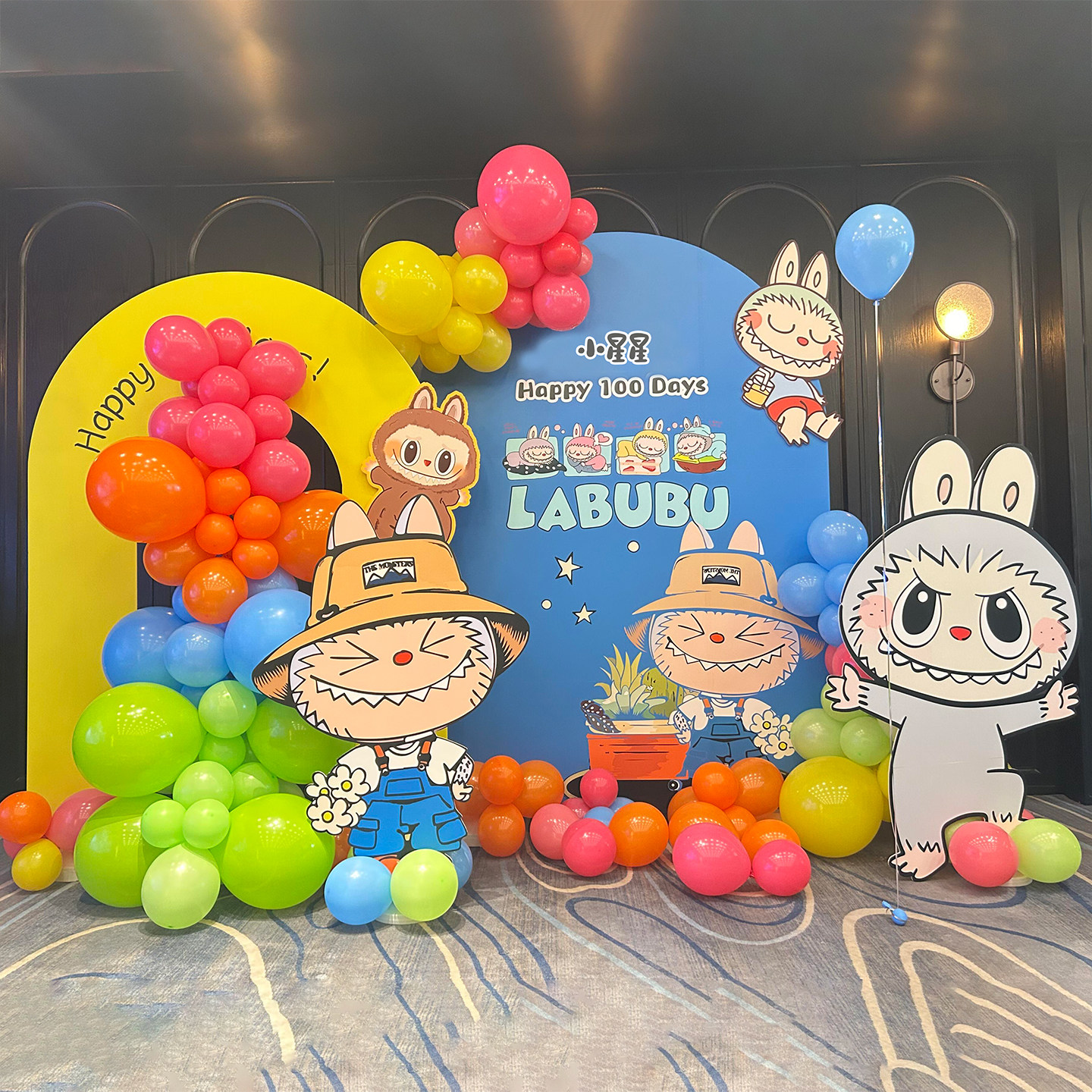 LABUBU拉布布卡通生日派对布置