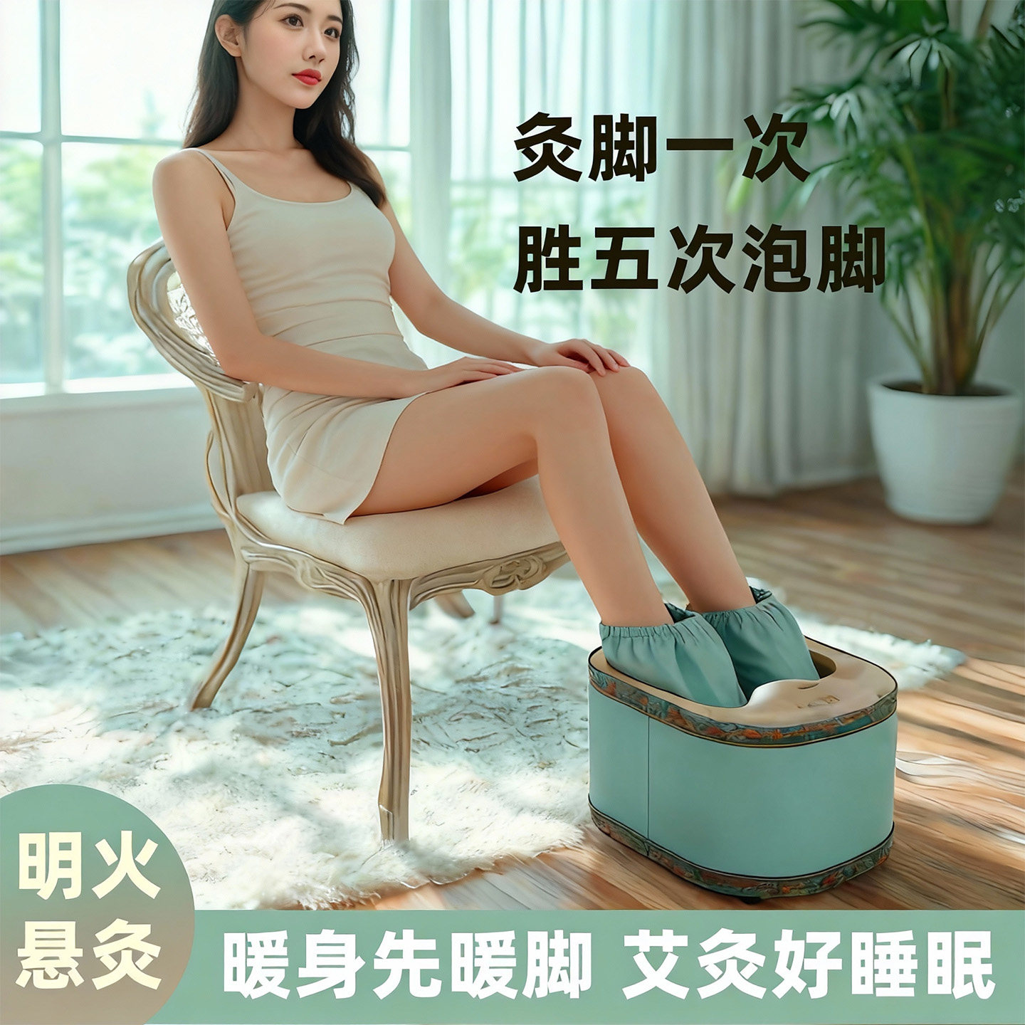 足底艾灸盒木制足疗熏脚底脚部仪器足底随身灸蒸仪艾灸箱艾炙器具