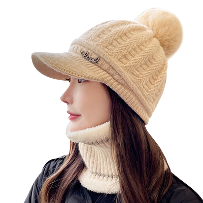 帽子女冬季保暖护耳针织兔毛线帽