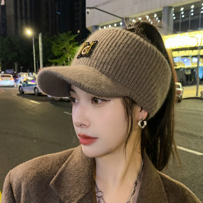 空顶帽子女秋冬季保暖针织毛线帽