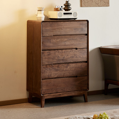 yamoo北美黑胡桃木北欧五斗柜