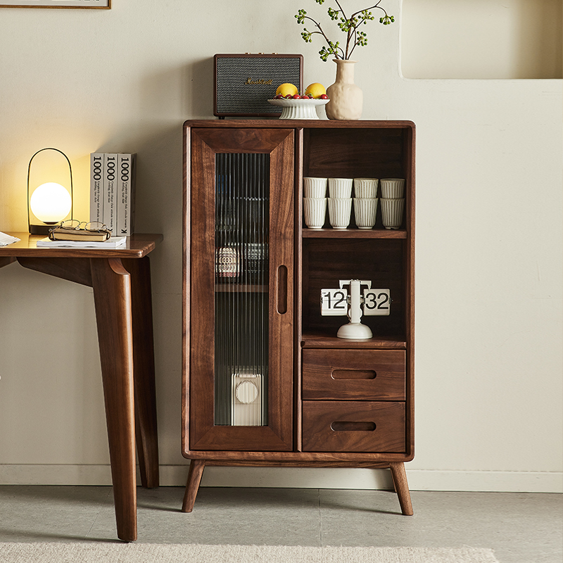 yamoo实木酒柜北美黑胡桃木制作