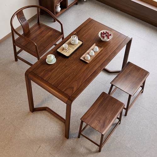 yamoo黑胡桃木茶桌简约实木茶台