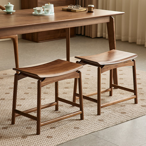 榫卯马鞍凳yamoo黑胡桃木元宝凳