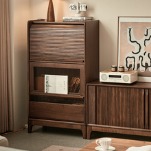 yamoo北美黑胡桃木书柜中古风全实木收纳储物边柜家用客厅立柜