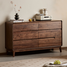 yamoo北美黑胡桃木六斗柜北欧简约收纳储物柜家用客厅全实木斗柜