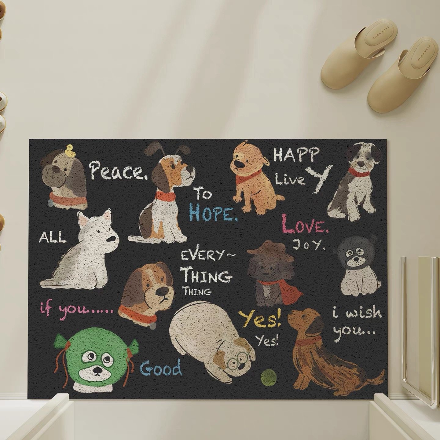 潦草小狗。丝圈玄关入户大门地垫卧室客厅防滑耐脏耐磨蹭土脚垫,居家布艺,入户地垫,淘宝优惠券,粉丝福利购,淘宝优惠卷