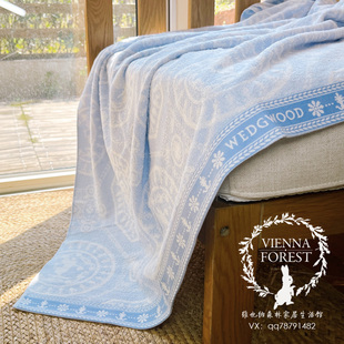 日本原单we wood「野草莓香气」无捻长绒棉精美提花沙发毯毛巾被