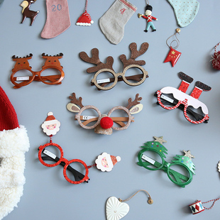出口圣诞装饰眼镜儿童大人卡通装扮头饰厂家直销舞台演出饰品道具