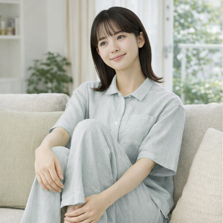 原单品质杨柳纱纯棉双层纱睡衣女士薄款五分袖九分裤夏款家居服
