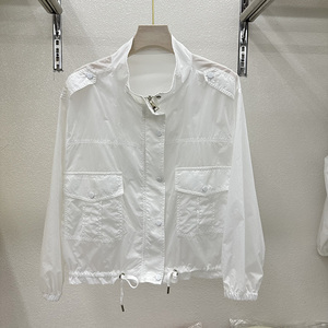 欧货2024夏季新品立领口袋防晒衣女宽松防紫外线薄款短外套JZY857