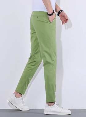 纯棉纯色九分裤男修身弹力小脚裤子韩版潮流百搭夏季薄款轻奢休闲