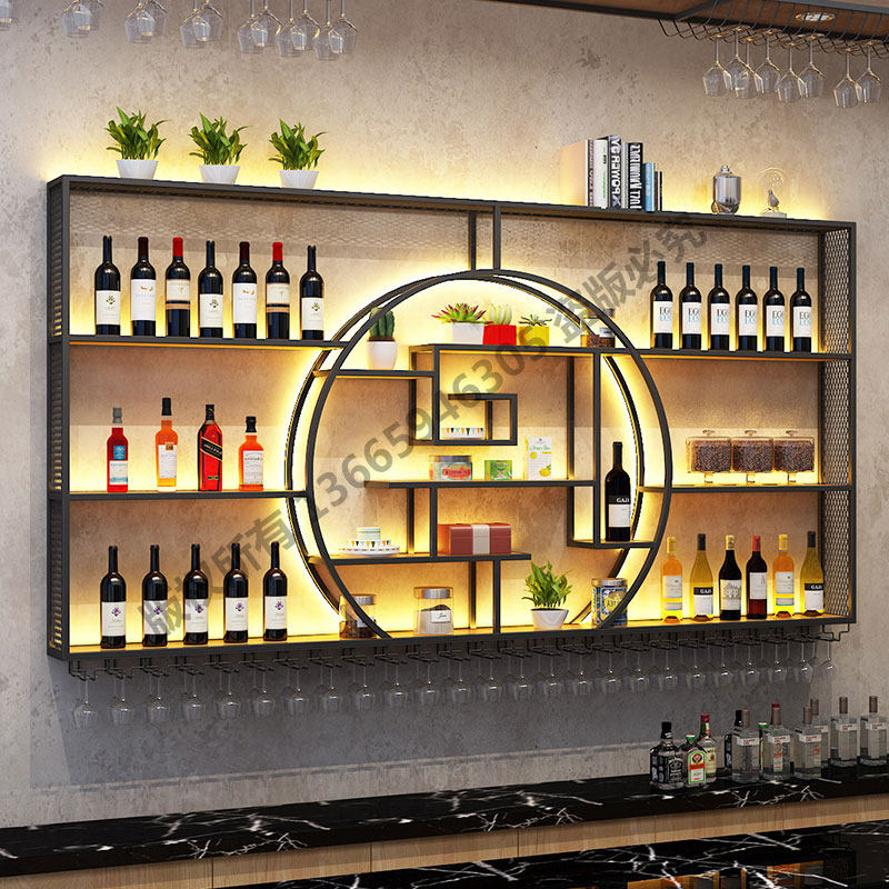 定制酒架悬挂置物架铁艺吧台壁挂餐厅红酒架墙上挂式酒架酒吧酒柜