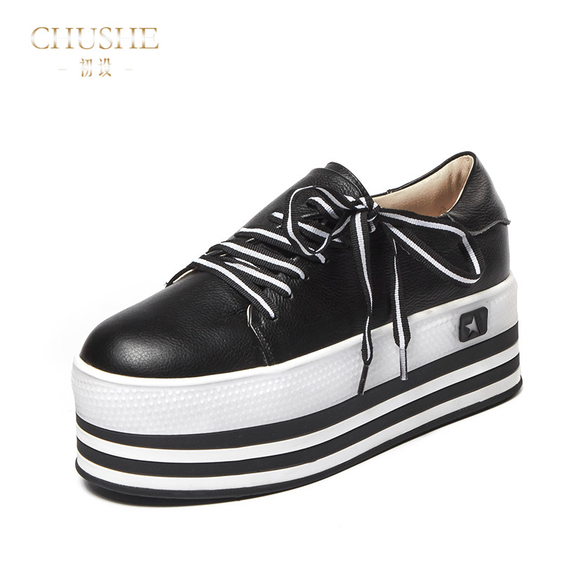 CHUSHE³õÉèϵ´øÔö¸ßÐÝÏк«°æ°Ù´îС°×Ь Ð¿îËɸâ¸úºñµ×ÕæÆ¤µ¥Ð¬