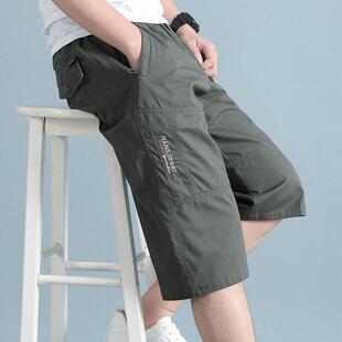 短裤男外穿2026夏季宽松爸爸马裤休闲薄款纯棉中年裤子父亲七分裤