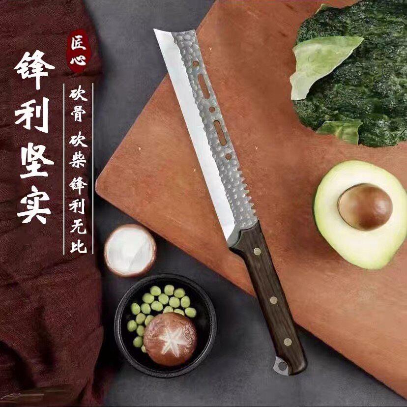 龙泉锻打一体砍骨刀户外露营开路锋利砍柴刀生存刀具家用切菜刀