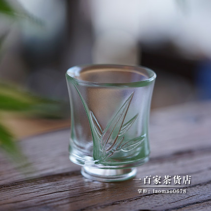 梁明毓琉璃茶具 碧君竹节琉璃品杯 品茗茶品酒均可 文人茶器 新品