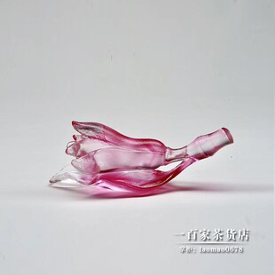 梁明毓茶具琉璃茶枕 白兰花 古法脱蜡 茶席茶匙茶饰 文房毛笔托架