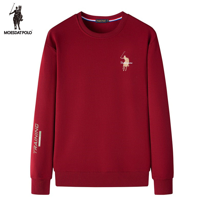 拉尔伦保罗圆领运动服刺绣两件套纯棉大码男士宽松打底上衣品牌