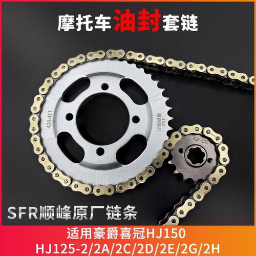 适用豪爵喜冠HJ150/125-2/2A/2C/2D/2E/2G/2H牙盘链条套链油封链