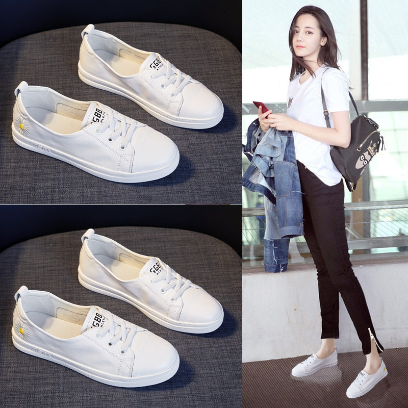 真皮小白鞋女2021新款小雏菊平底女鞋