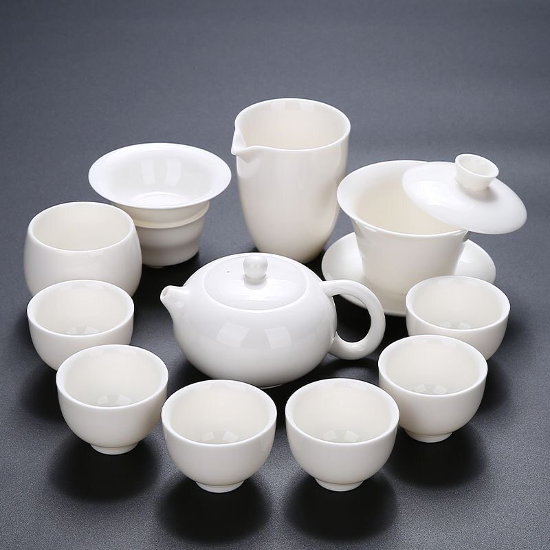 陶瓷德化白瓷文创整套茶具礼盒装送礼凤鸣壶悬停盖碗套装定制logo