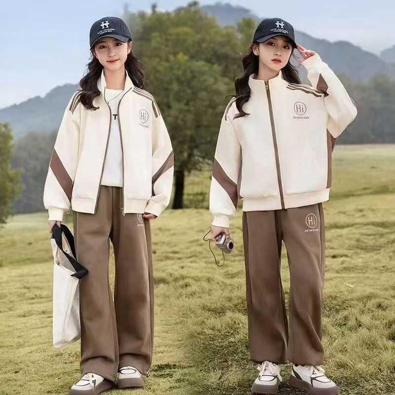 女童春季网红套装新款2025大儿童时髦洋气运动春装衣服学生