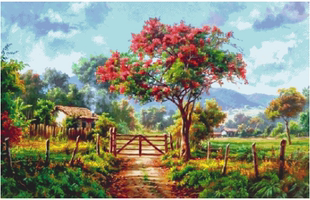法国DMC线十字绣材料包*独家定制我爱十字绣图纸【村口的刺桐树】