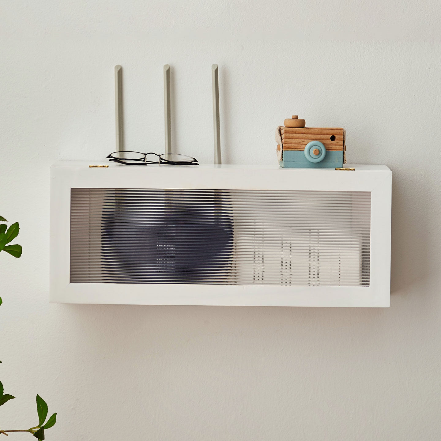 桌面路由器收纳盒无线wifi盒子光猫整理线盒放电视机机顶盒壁挂式