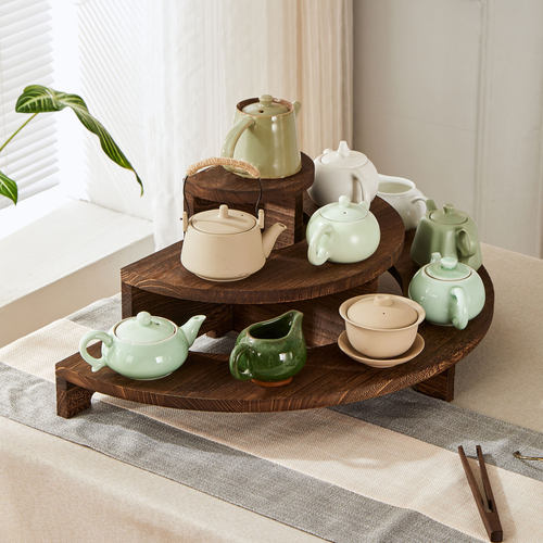 憨娃中式阶梯架弧形半圆形展示架