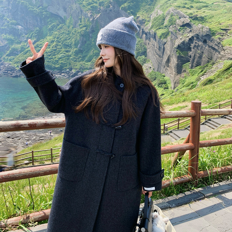 2025冬季新款连帽双面羊绒大衣韩系女主风外套A7105P285K398,女装毛呢外套,2C268