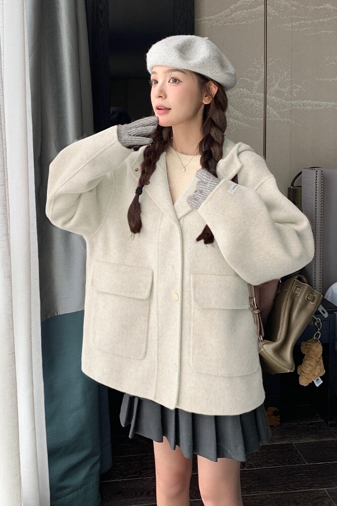 冬季新款双面羊绒大衣女韩系宽松外套A7101-P265-K378,女装毛呢外套,2C268