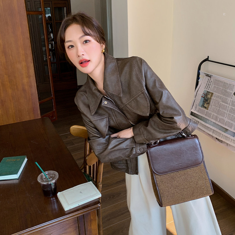 2025超火小个子机车皮衣外套女夹克A502P160K228,女装短外套,2C268