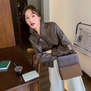 2025超火小个子机车皮衣外套女夹克A502P160K228图片