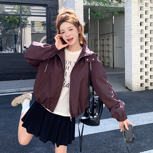 紫色超好看连帽外套女2026时尚棒球服夹克A565P140K198图片