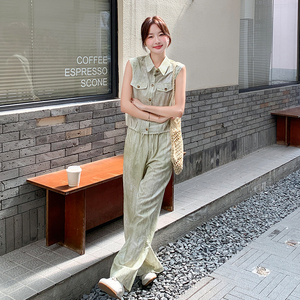 夏季新款 绿色扎染时尚套装女2025年休闲两件套A559P155K218图片