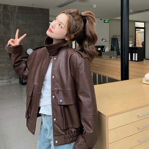 春季蛋白皮 皮衣外套女夹克机车服A501P160K228图片