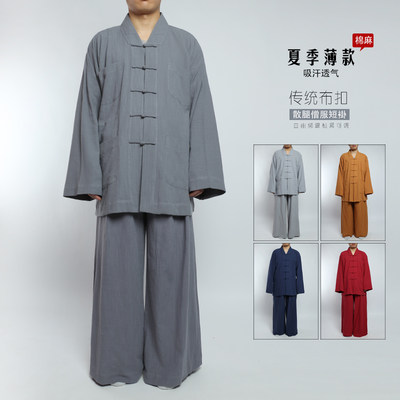 夏季和尚服棉麻僧服薄款僧衣套装