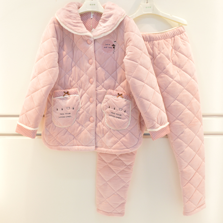 安之伴睡衣冬季女三层三层加厚套