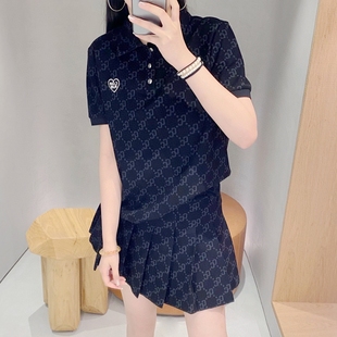 CHESTER CHARLES 2024夏季女款提花满幅logo学院风套装香港代购