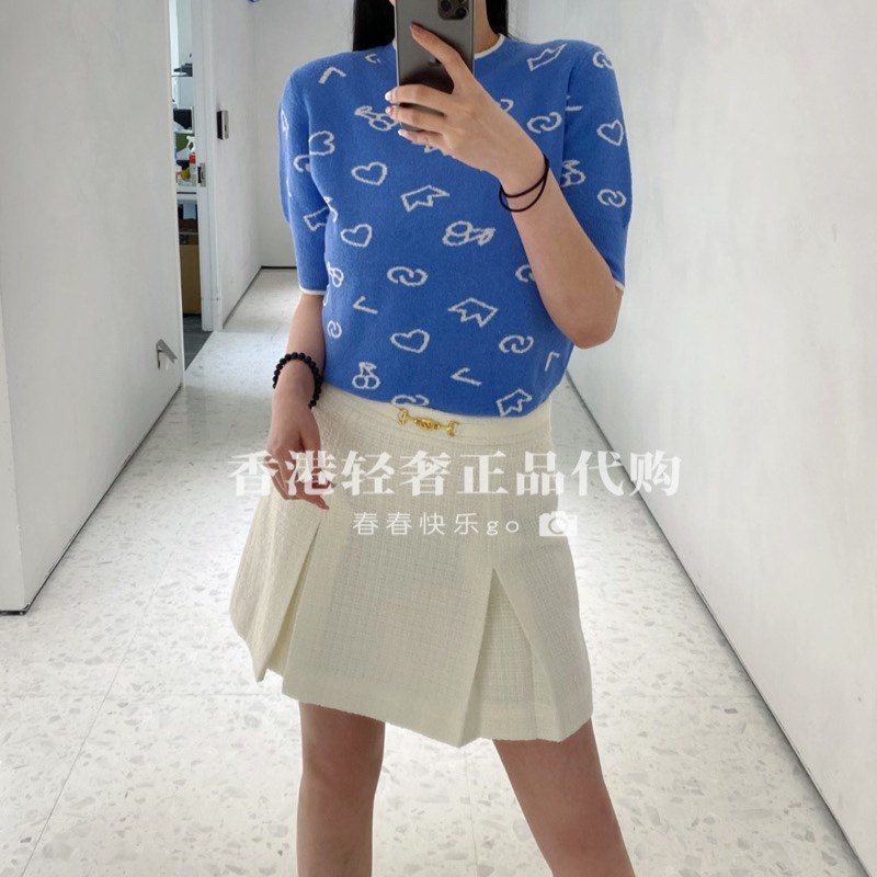 chester charles 夏季女款潮流logo提花圓領百搭短袖t恤香港代购