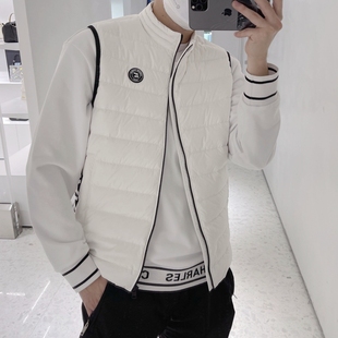 年终特价CHESTER CHARLES 男士字母印花羽绒马拉链甲背心香港代购