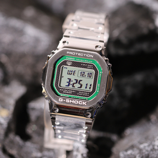 卡西欧银方块金属绿太阳能能电波蓝牙防水运动手表男GMW B5000D