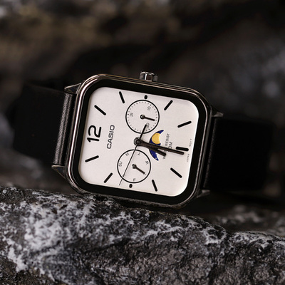 卡西欧男女指针月相休闲方形腕表